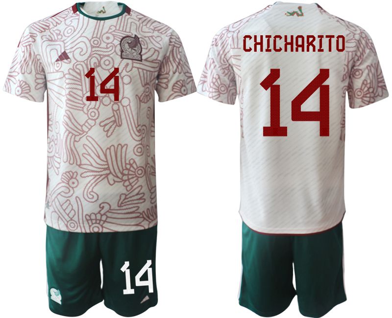 Men 2022 World Cup National Team Mexico away white #14 Soccer Jerseys